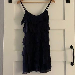Navy ruffled mini dress